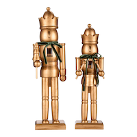 CANVAS Holiday Homecoming Collection Antique Brass Nutcracker with Green Bow, 2-pk