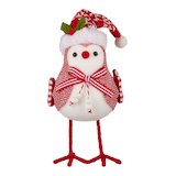 CANVAS Santa's Workshop Collection Candy Cane Bird with Hat Christmas Decoration, 7.5-in Front_Flat