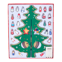 CANVAS Santa's Workshop Collection Retro Wood Tree with Mini Ornaments Christmas Decoration, 12-in Front_Flat