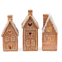 CANVAS Santa's Workshop Christmas Collection Gingerbread LED House Set, 3-pk Front_Flat