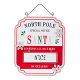 CANVAS Santa's Workshop Collection Naughty Or Nice Double-Sided Wood Sign, Bilingual, 20-in Front_Flat
