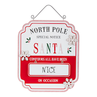 Décoration de Noël affiche en bois recto verso Naughty Or Nice CANVAS CANVAS Atelier du père Noël, bilingue, 20 po