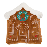 CANVAS Santa's Workshop Christmas Collection Gingerbread House Cushion/Throw Pillow, Brown Front_Flat