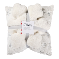 CANVAS Silver Frost Collection Snowflake & Square Glitter Cushion/Throw Pillow, 16x16-in, 2-pk Front_Flat