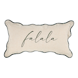CANVAS Holiday Homecoming Collection 'FaLaLa' Linen Scalloped Cushion/Throw Pillow, Multi-Colour, 12x24-in Front_Flat