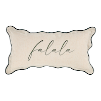 CANVAS Holiday Homecoming Collection 'FaLaLa' Linen Scalloped Cushion/Throw Pillow, Multi-Colour, 12x24-in Front_Flat