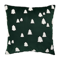 CANVAS Holiday Homecoming Collection Green Velvet with White Trees & Houses Cushion/Throw Pillow, 20x20-in