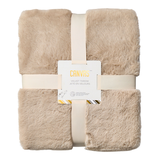 CANVAS Holiday Homecoming Collection Faux Fur with Pompom Throw Blanket, Beige, 50x60-in Front_Flat