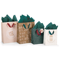 CANVAS Holiday Homecoming Trend Collection Christmas Gift Bag Kit with Tissue Paper & Tags, 4-pk Front_Angled_Right