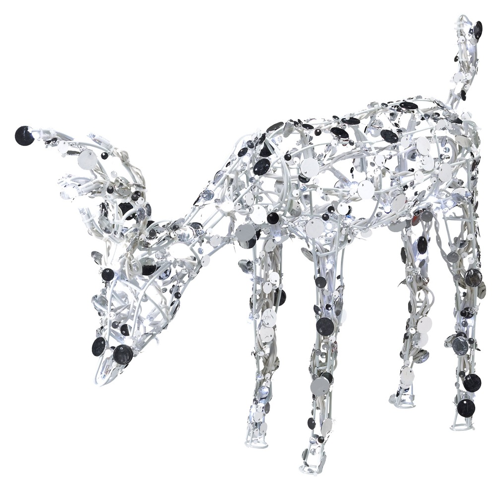 NOMA PreLit LED Feeding Reindeer with Mirrors Wireform, Pure White, 24