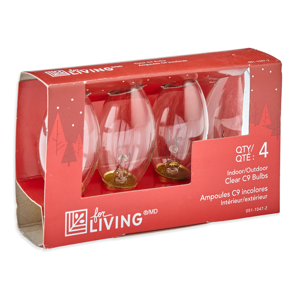 For Living C9 Christmas Lights Replacement Bulbs, 4 Incandescent Lights