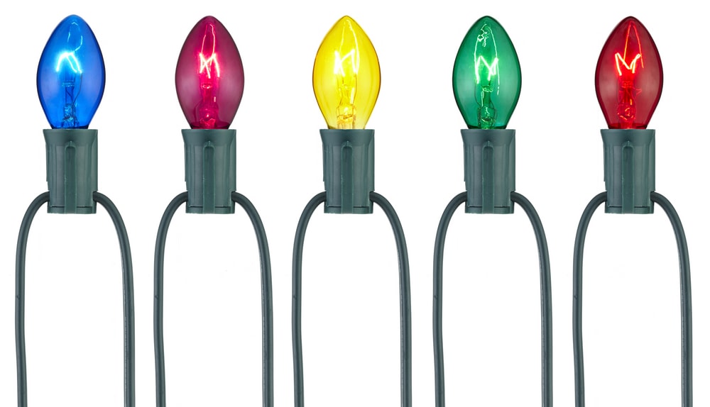 For Living Outdoor C7 Christmas Lights, 25 Incandescent Lights, Multi