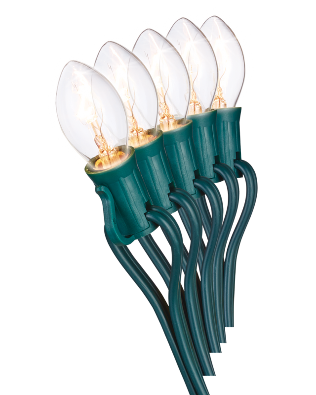 For Living Outdoor C7 Christmas Lights, 25 Incandescent Lights, Clear