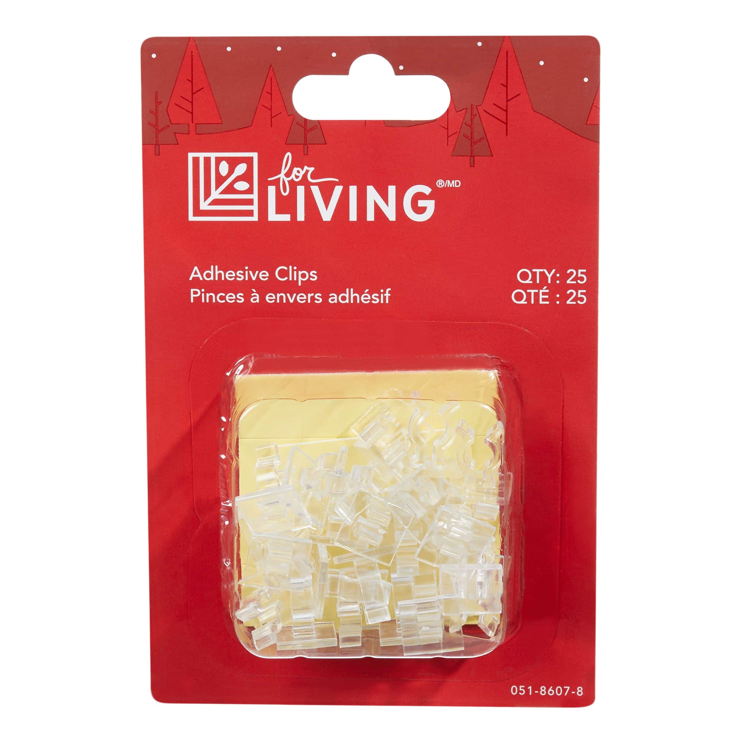 For Living Indoor Mini Adhesive Christmas Lights Clips, 25-pk
