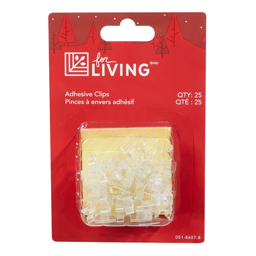 For Living Indoor Mini Adhesive Christmas Lights Clips, 25pk