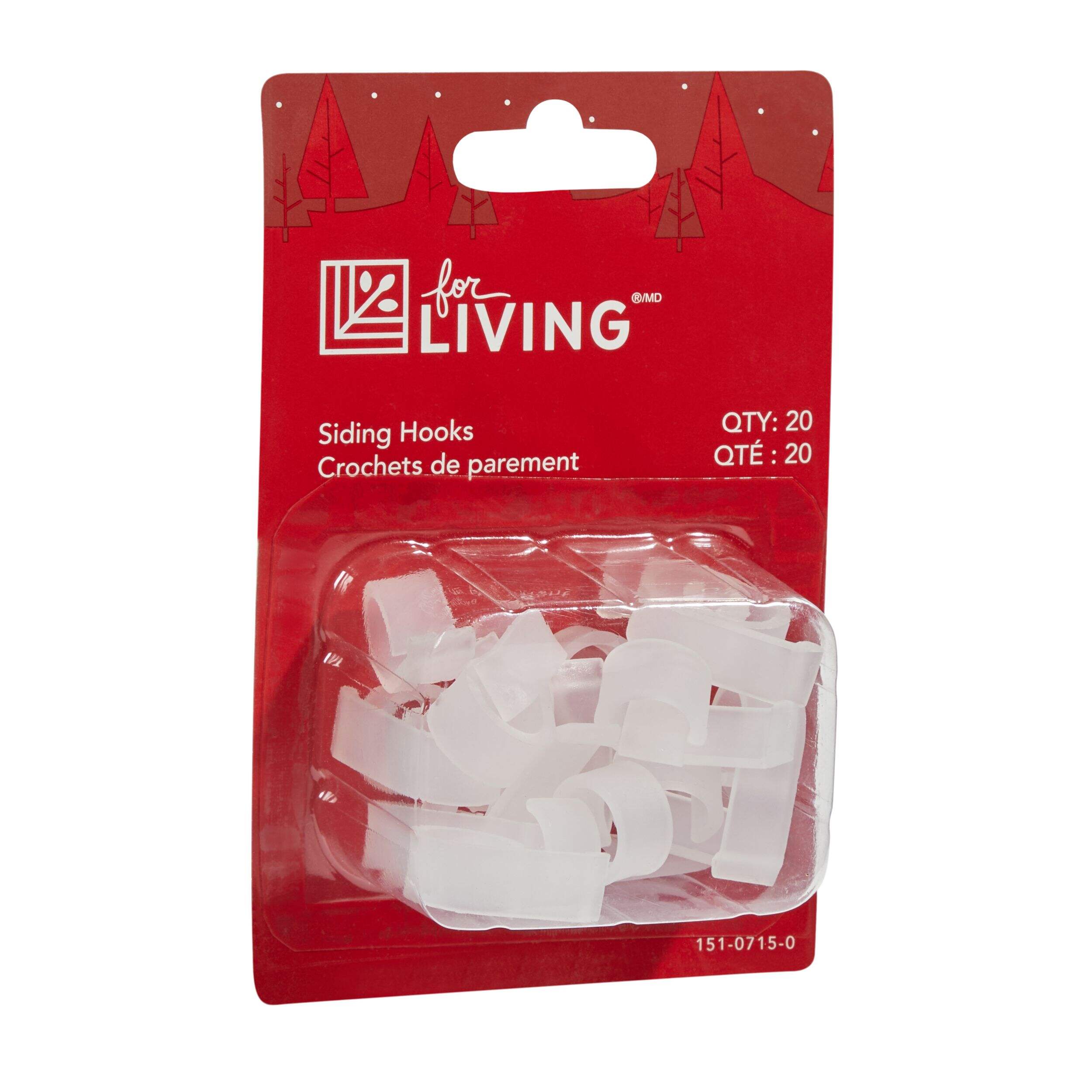 For Living 20 Siding Clips for Christmas Lights, White Front_Angled_Right