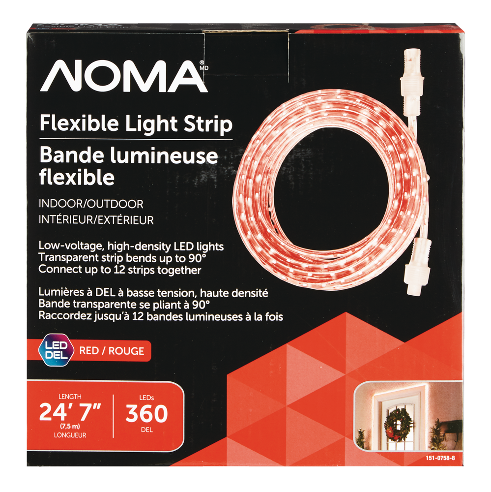 NOMA Christmas Lights Rope Lights, 330 LED Lights, Red, 23ft