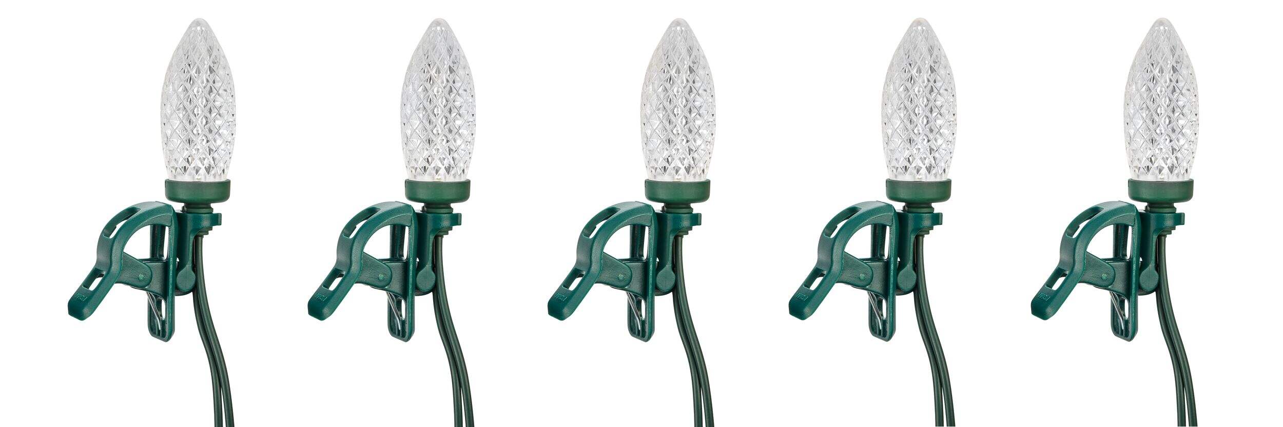 NOMA Quick-Clip 25 C9 LED Christmas Lights, Pure White CloseUp