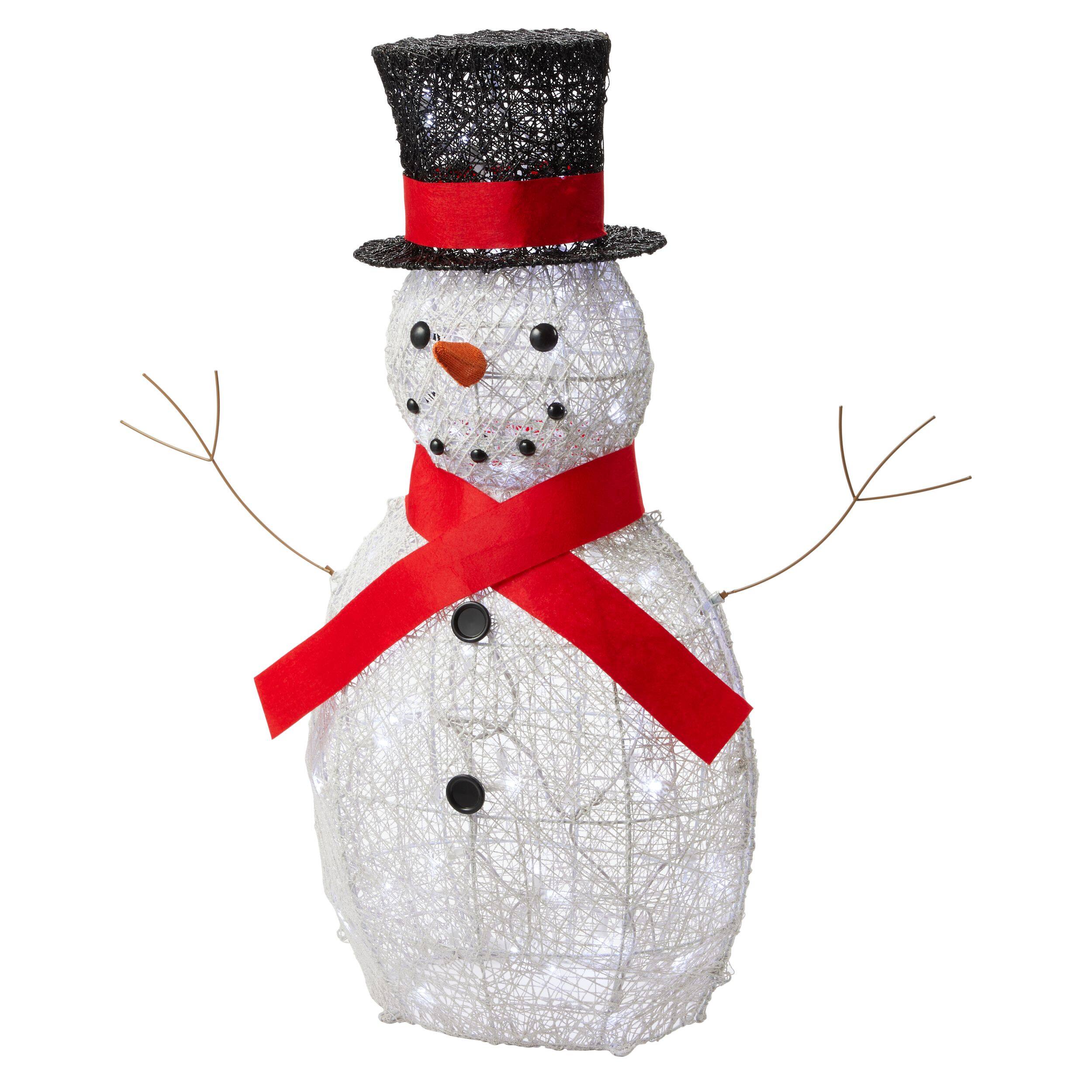 CANVAS Pre-lit Arctic White Snowman Christmas Decorations, 70 Mini LED ...