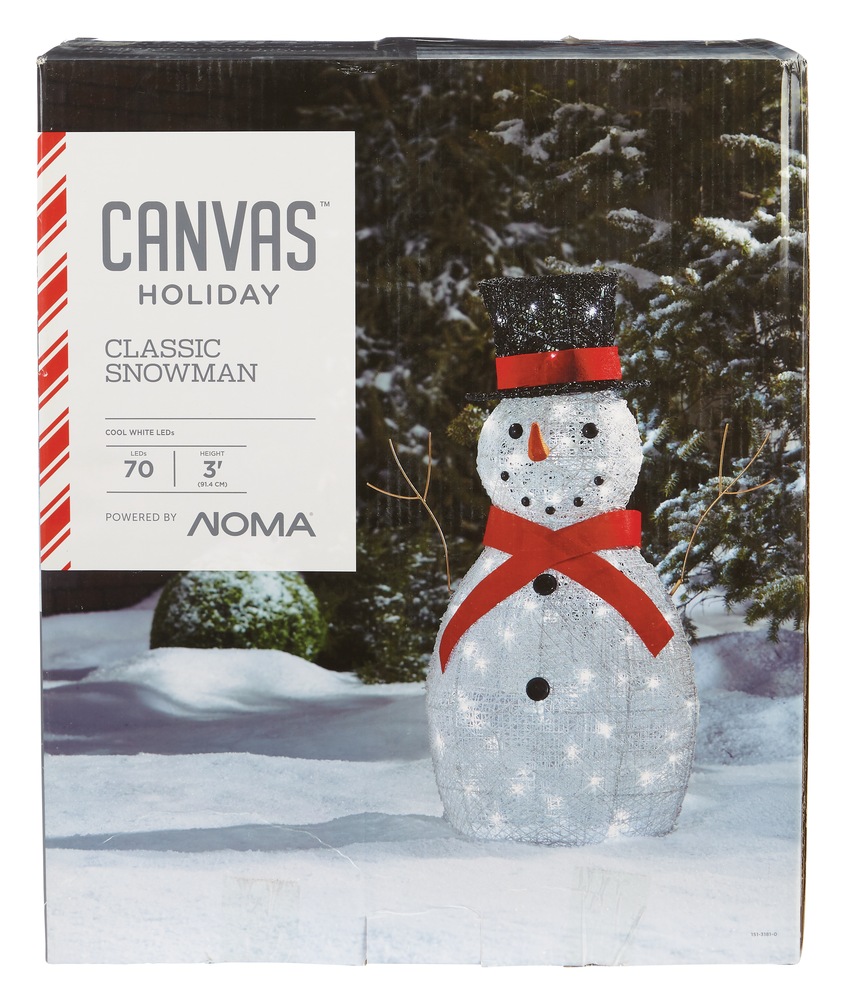 CANVAS Prelit Arctic White Snowman Christmas Decorations, 70 Mini LED