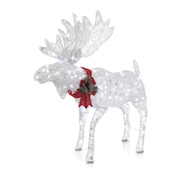 CANVAS 4' LED Wireform Arctic White Moose Christmas Decoration Front_Angled_Left