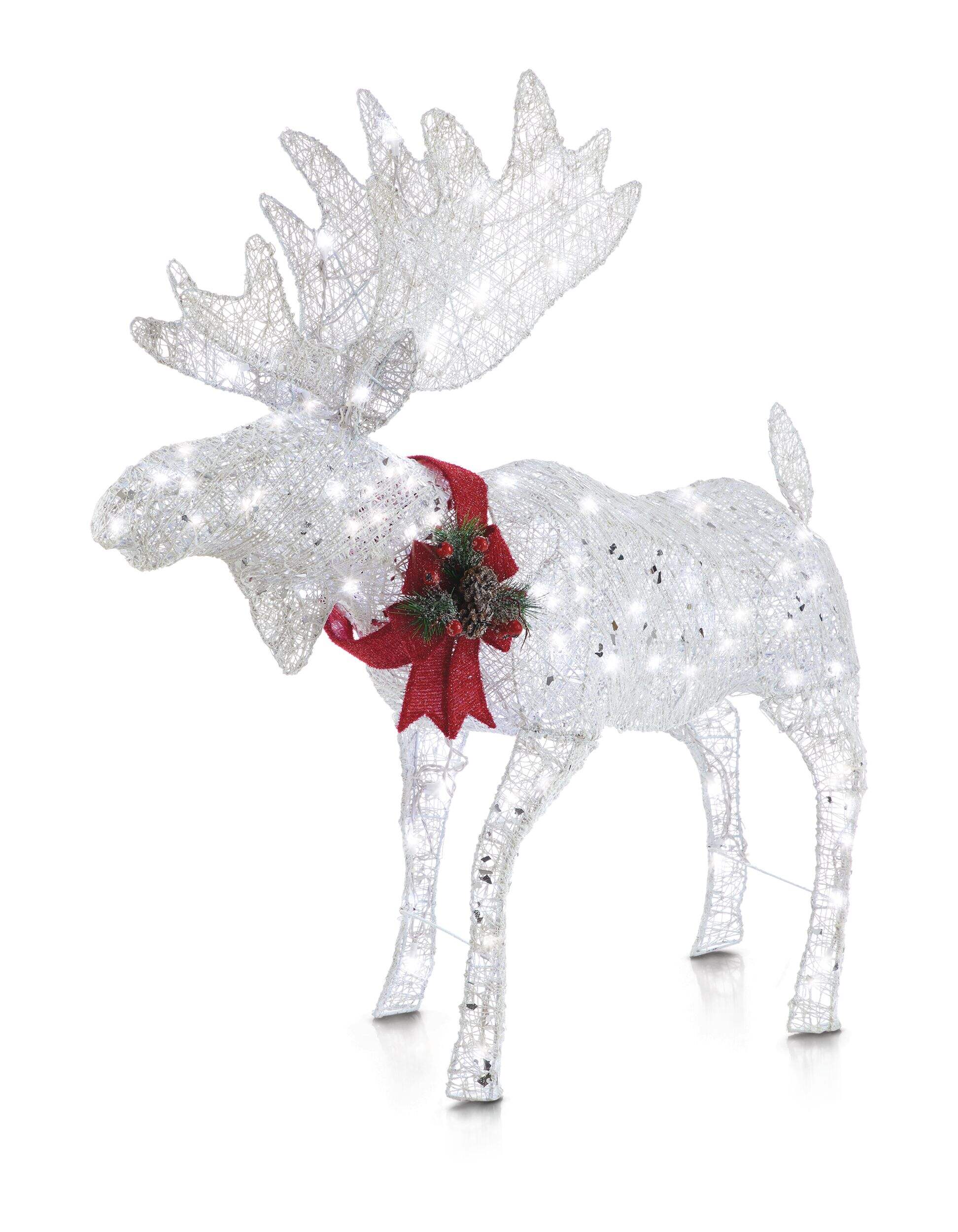 CANVAS 4' LED Wireform Arctic White Moose Christmas Decoration Front_Angled_Left