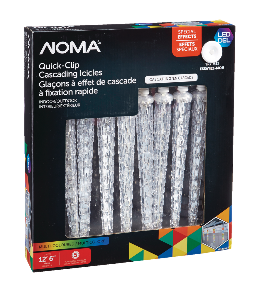 NOMA QuickClip Christmas Lights Icicle Lights, Multicolour, 10pk