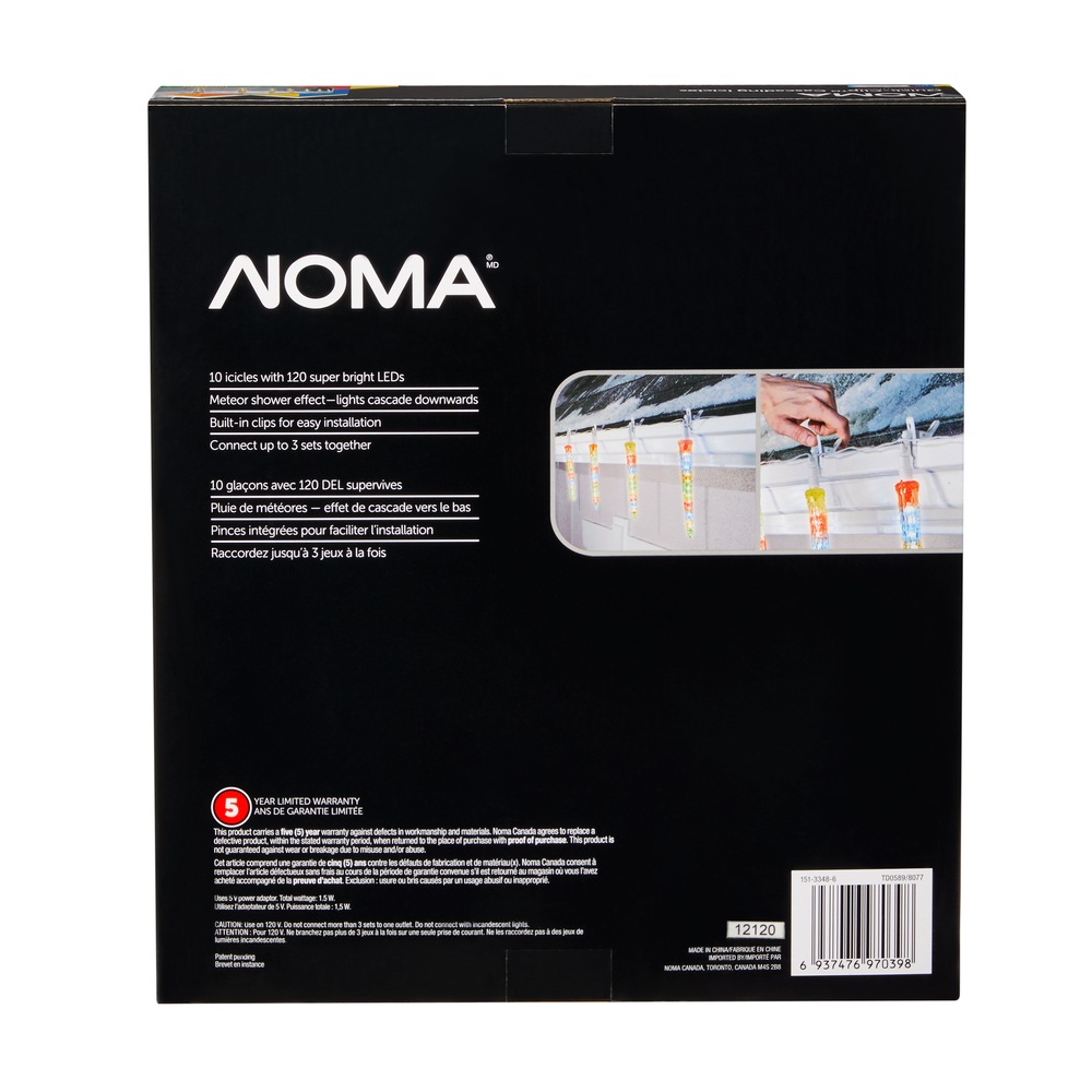 NOMA QuickClip Christmas Lights Icicle Lights, Multicolour, 10pk