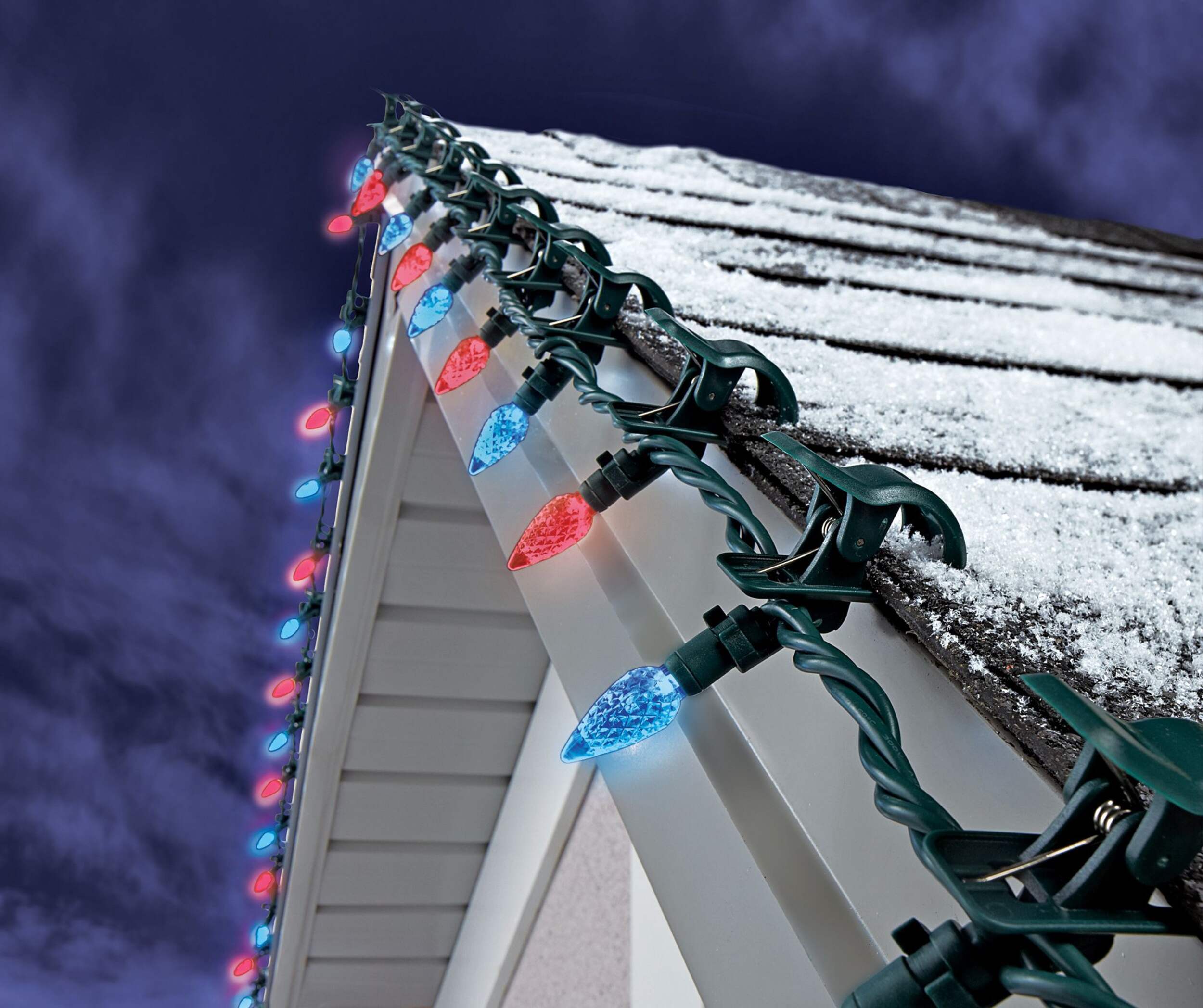 NOMA 35 Outdoor Colour Changing C6 LED Quick Clip Christmas, Red & Blue