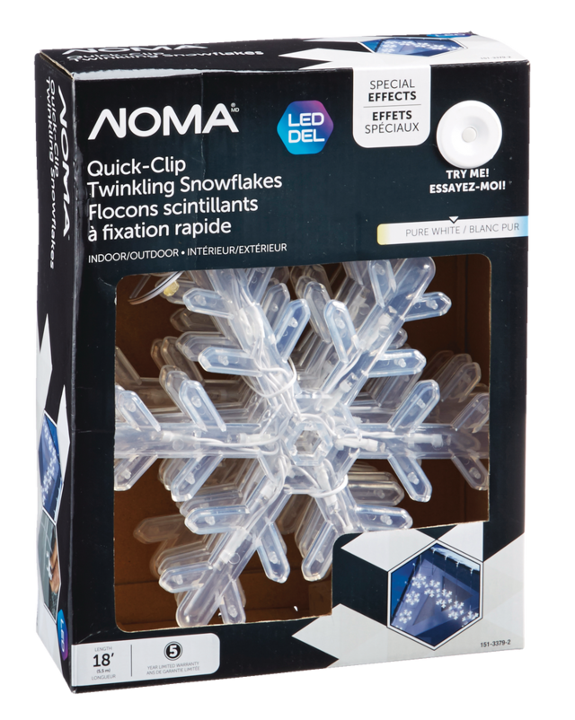 NOMA QuickClip Christmas Lights Twinkling Snowflake Lights, Pure White, 5pk Canadian Tire