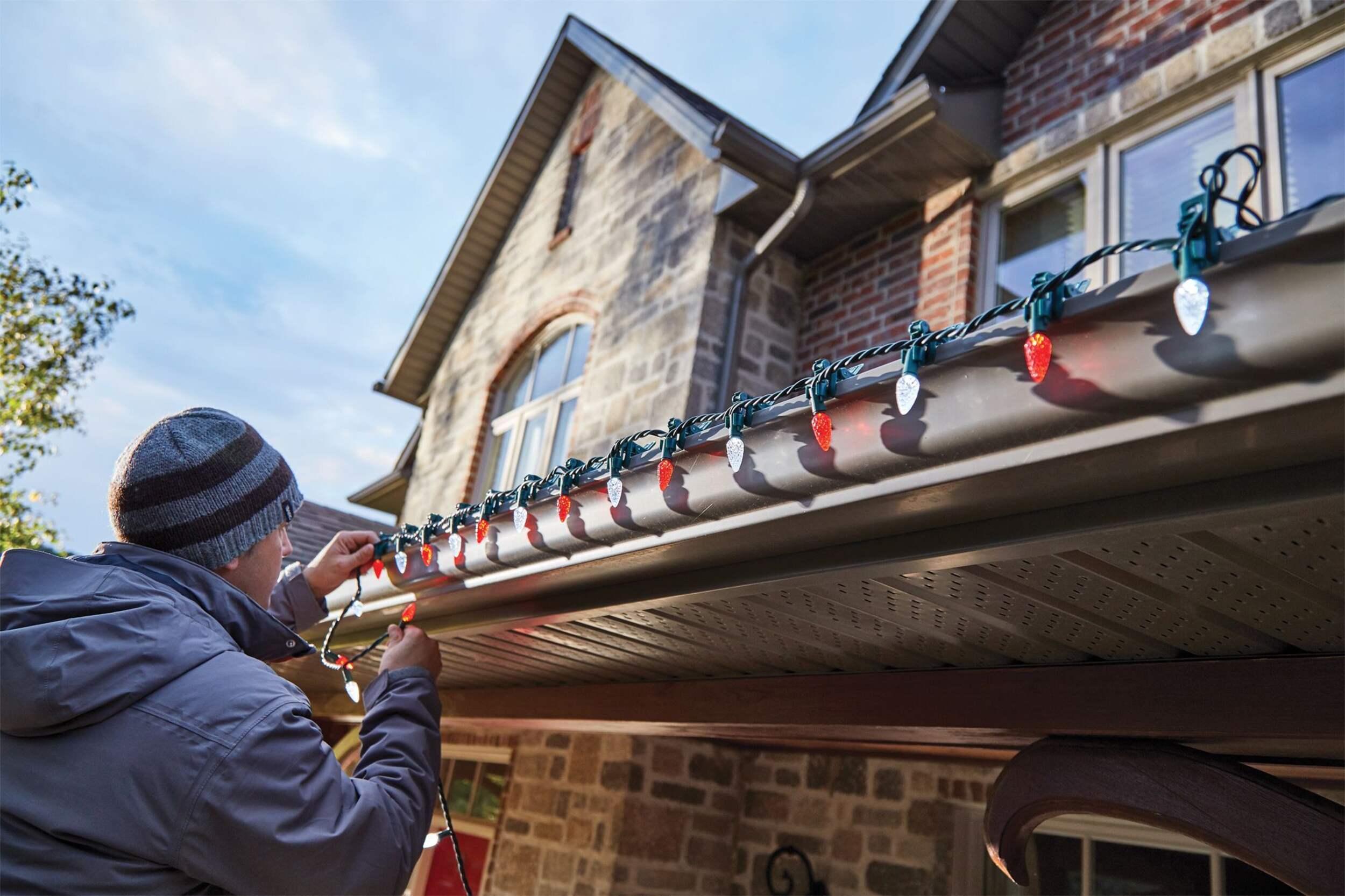 NOMA Outdoor C6 Christmas Lights, 70 LED Lights, Red & Pure White