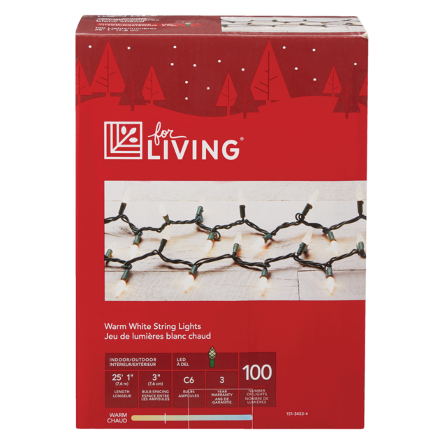 For Living Outdoor 100 C6 LED Lights, Warm White Canadian Tire