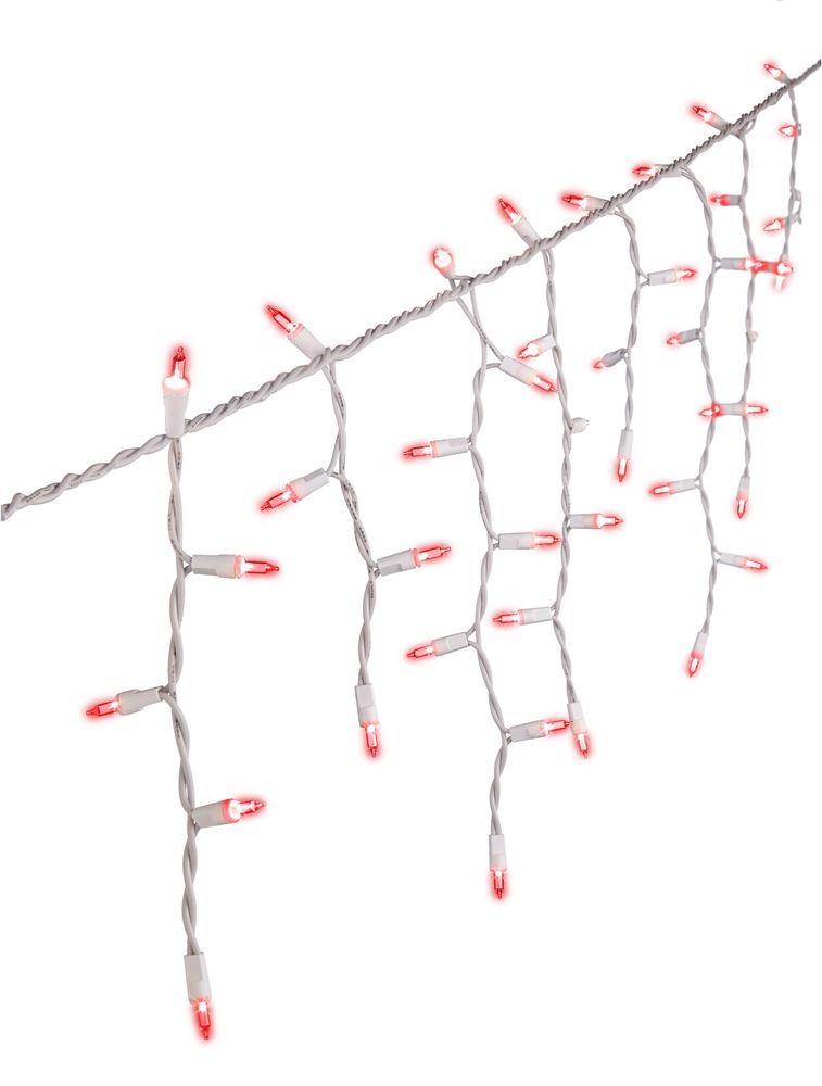 For Living 100 Outdoor Mini Incandescent Icicle Lights, Red, White Wire