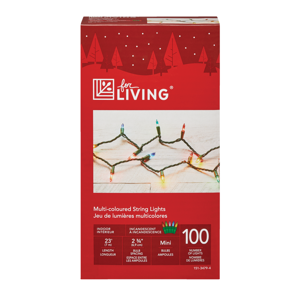 For Living Indoor 100 Mini Incandescent Lights, Multicolour Canadian Tire