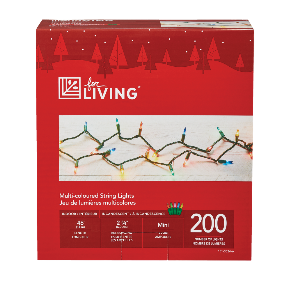 For Living Indoor Christmas Lights, 200 Mini Incandescent Lights, Multicolour Canadian Tire