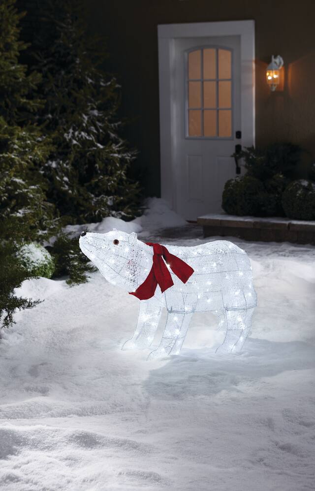 CANVAS LED Arctic White Polar Bear Christmas Decorations, 120 Pure ...