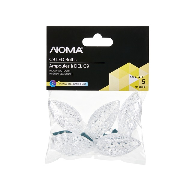 NOMA C9 Christmas Lights Replacement Bulbs, 5 LED Lights, Warm White