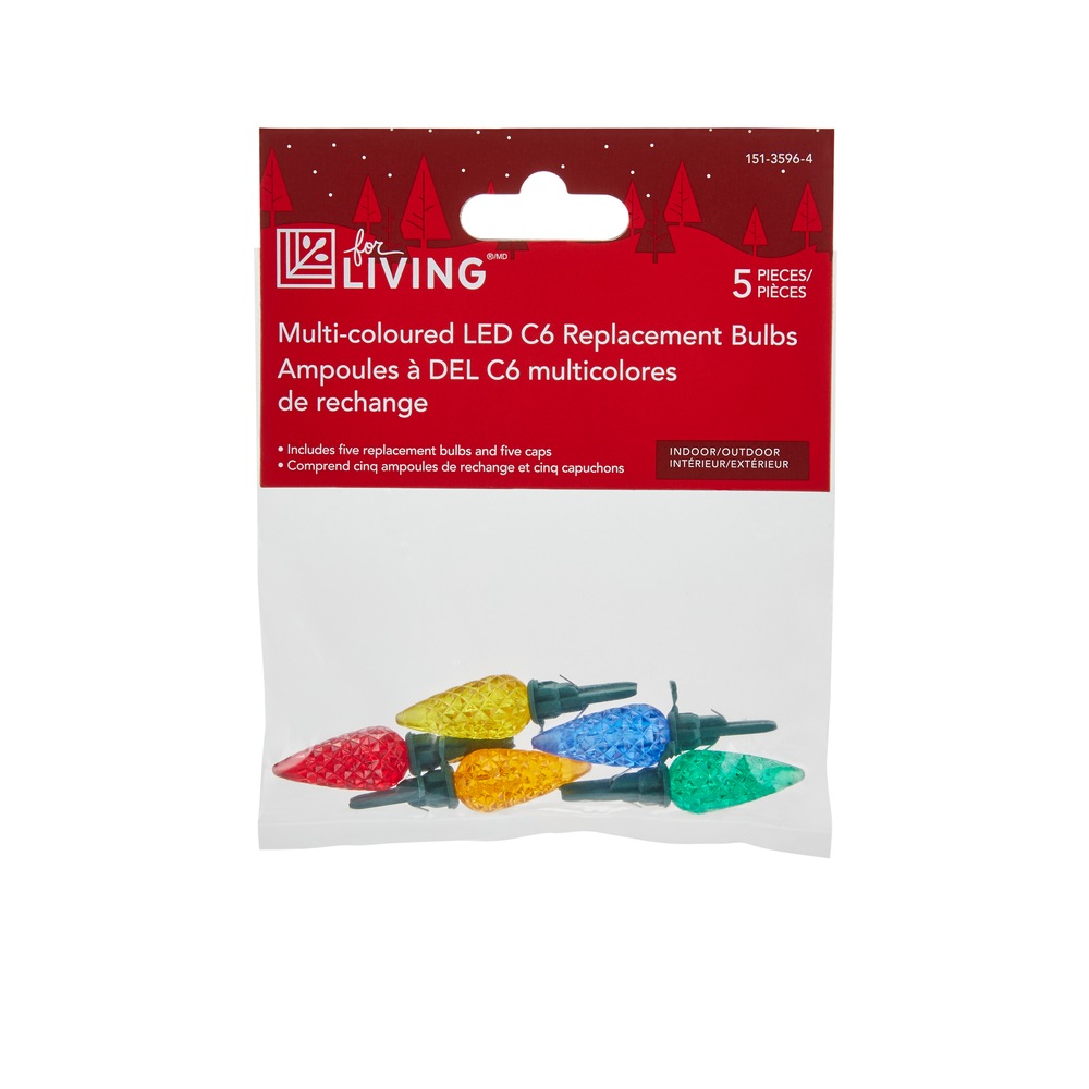 For Living C6 Christmas Lights Replacement Bulbs, 5 LED Lights, Multi