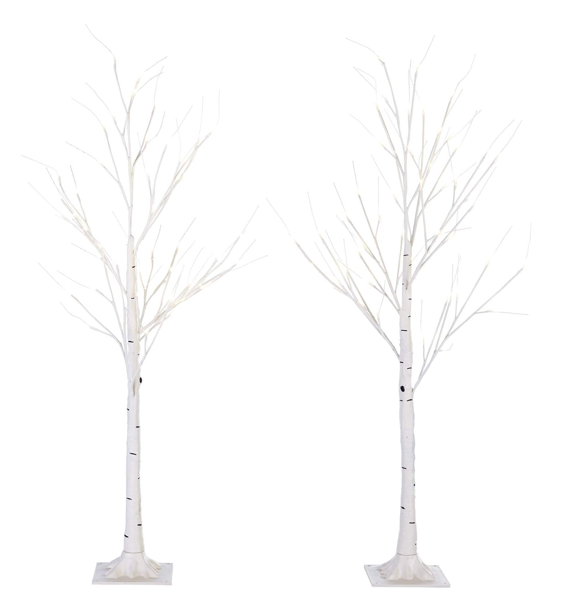 Noma Birch Tree With Led Christmas Lights, 4-ft, 2-pk 