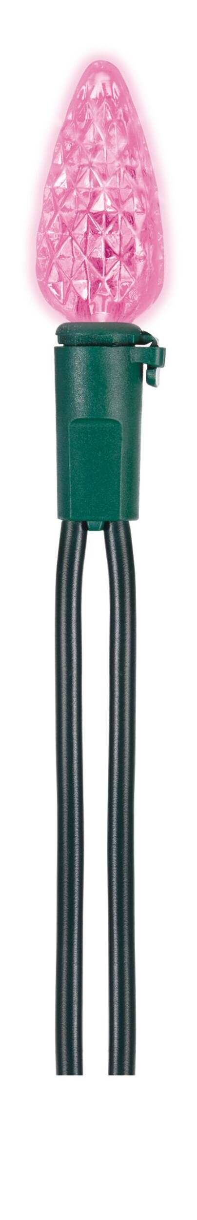 NOMA Outdoor C6 LED 70 Christmas Lights, 23-ft 8", Pink CloseUp
