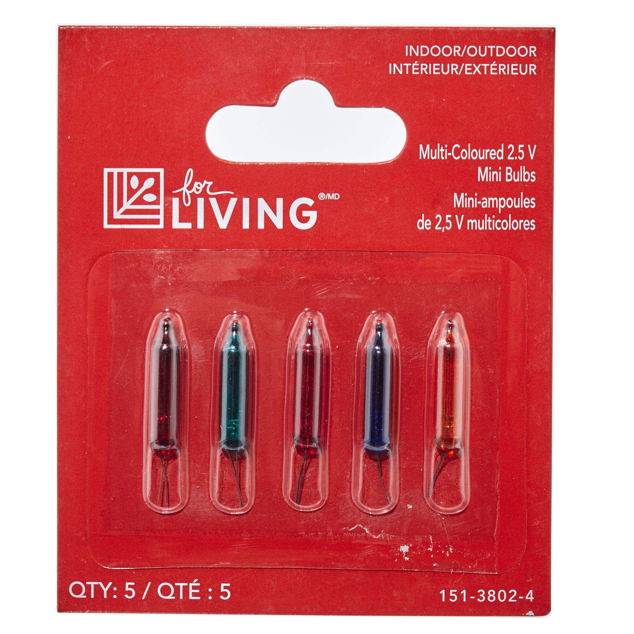 For Living Mini Christmas Lights Replacement Bulbs 2.5V, 5 Incandescent