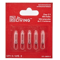 For Living Mini Christmas Lights Replacement Bulbs 5V, 5 Incandescent Lights, Clear