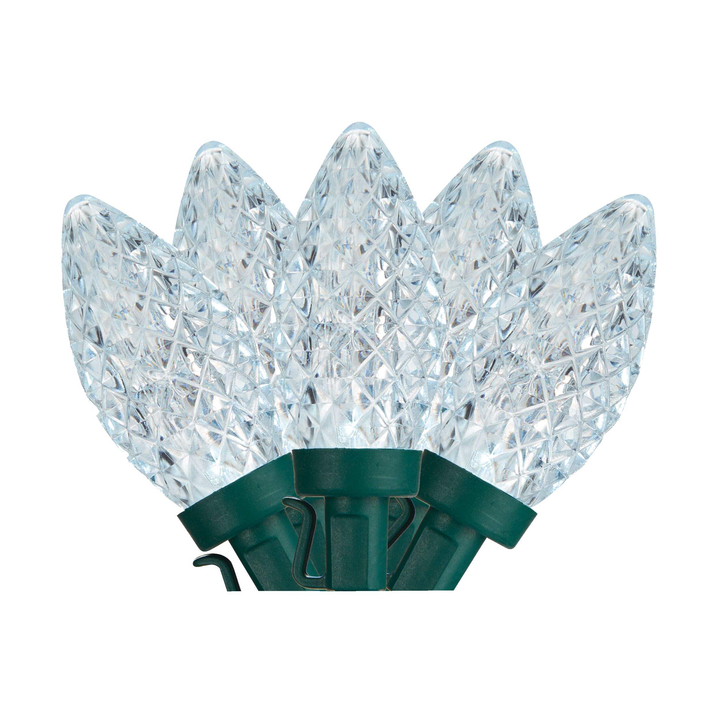 NOMA Outdoor 25 C9 LED Christmas Lights, 16-ft 7", Pure White CloseUp