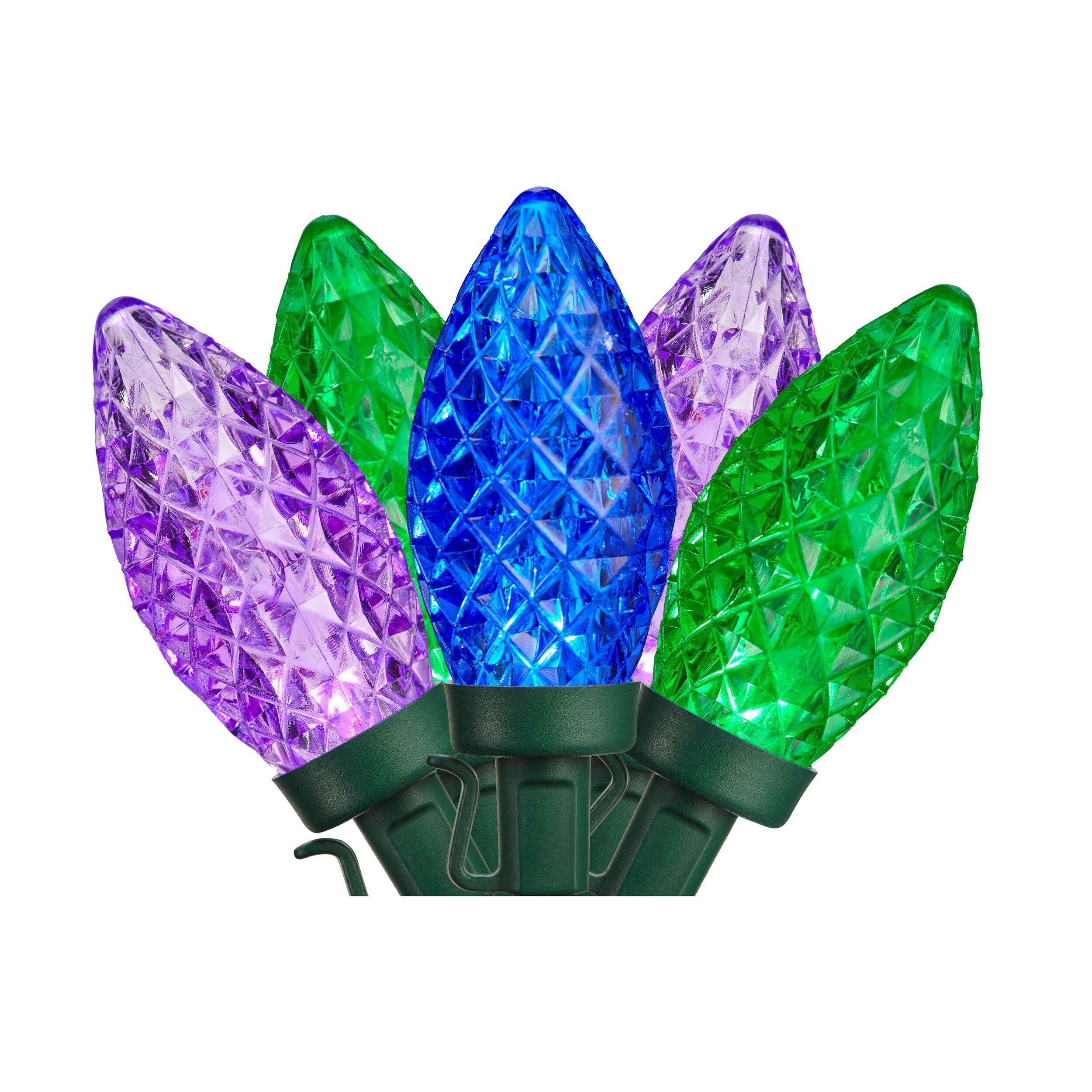 NOMA Outdoor 24 C9 LED Christmas Lights, Purple/Blue/Green CloseUp