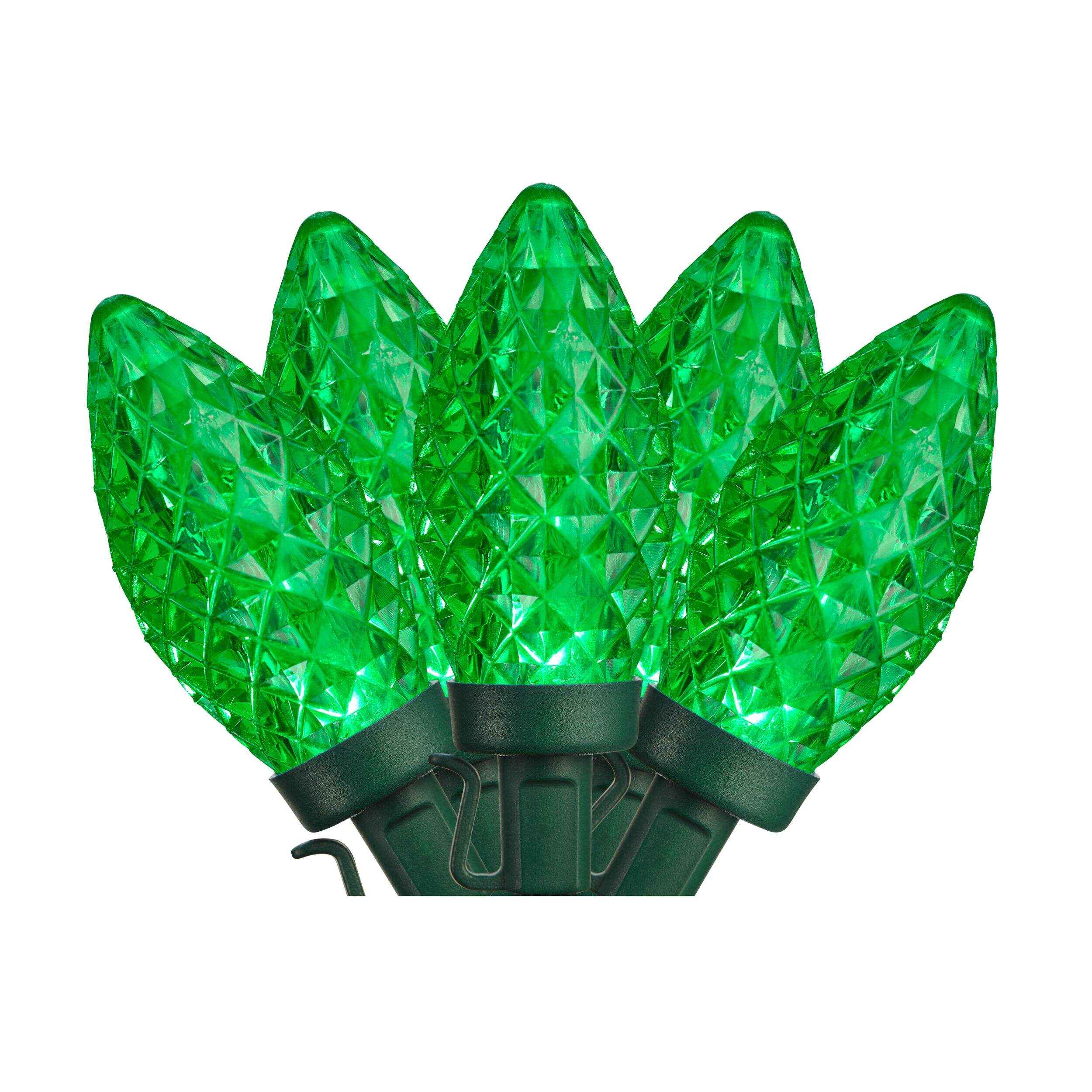 NOMA Outdoor 25 C9 LED Christmas Lights, 16-ft 7", Green CloseUp