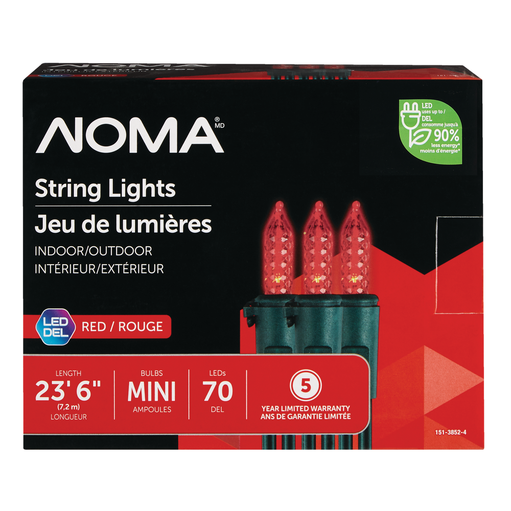 NOMA Outdoor Christmas Lights, 70 Mini LED Lights, Red Canadian Tire