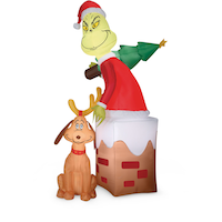 Gemmy Inflatable Grinch in Chimney, 5.5-ft Front_Flat