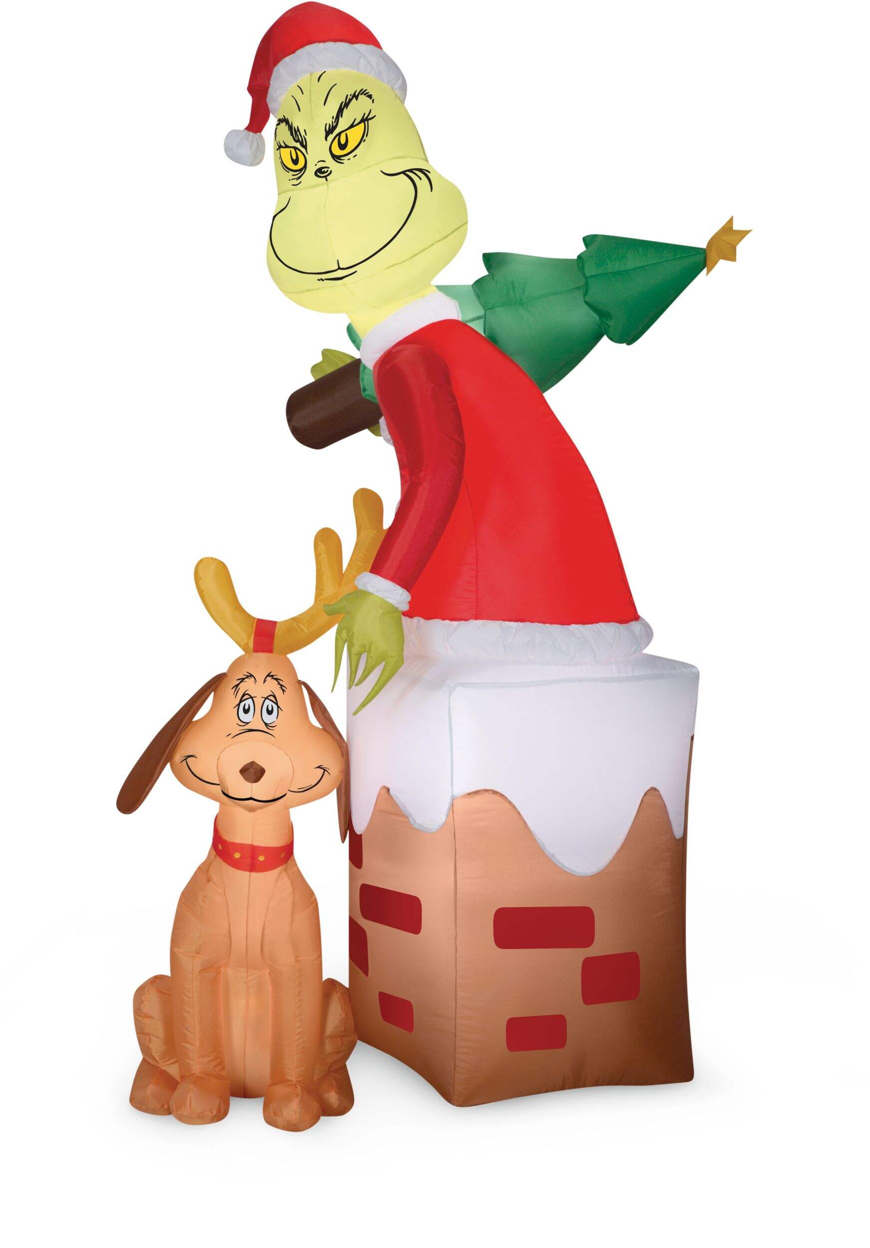 Gemmy Inflatable Grinch in Chimney, 5.5-ft Front_Flat
