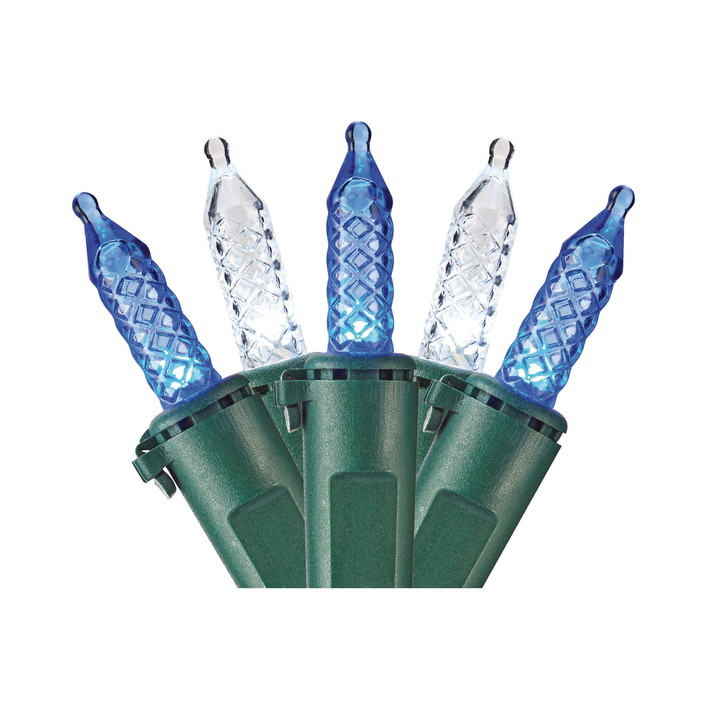 NOMA Outdoor 70 Mini LED Christmas Lights, 23-ft 6", Blue/Pure White CloseUp