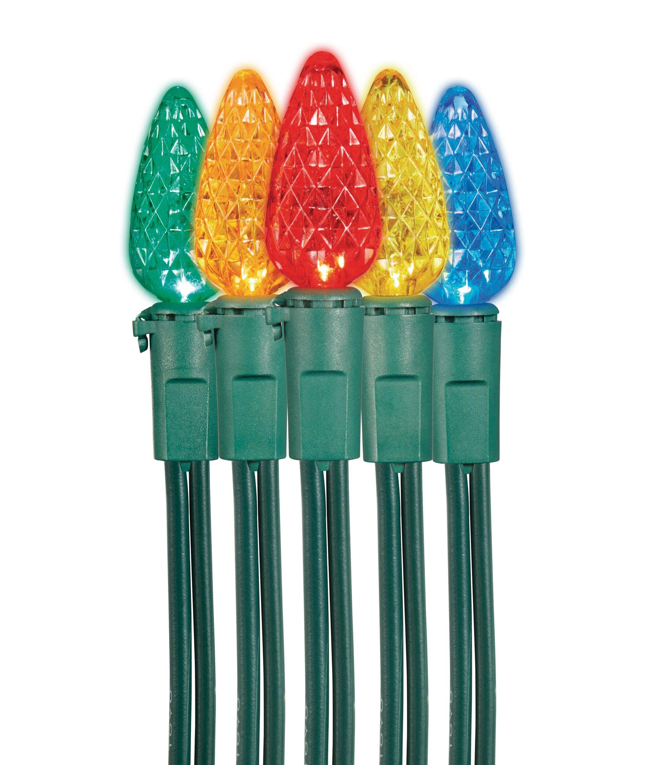Lumières de Noël d'extérieur NOMA C6 à DEL, 100 ampoules, multicolore, 33 pi 8 po CloseUp